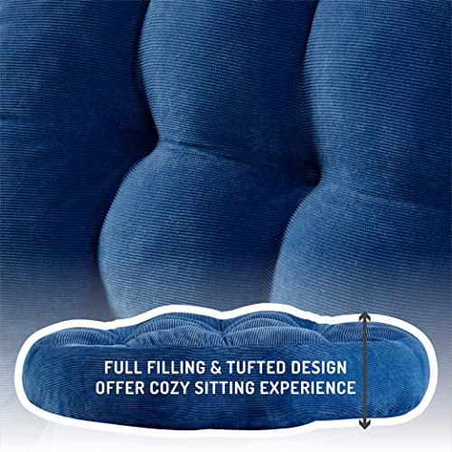 Degrees of Comfort Floor Cushion Pillow, Round Large Pillows Seating for Adults, Tufted Corduroy Floor Cushions for Living Room Tatami, Navy Blue, 22 Inch Single, 1 Count (Pack of 1) - color: Round | Navy | 1 Pack, size: 1 Pack
