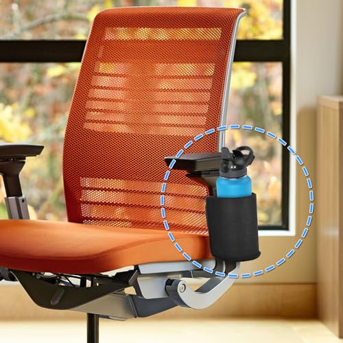 Drinking Cup Holder with Adjustable Straps for Patio Garden Chaise Lounge Chairs, Universal Cup and Bottle Holder for Beach Chair, Golf Cart, Wheelchair, Easily Straps to Chairs with Armrests - color: Black-A