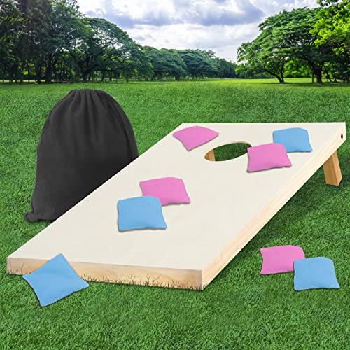 Nattork Cornhole Bags Set of 8 - Premium Corn Hole Bean Bags for Tossing - All Weather Resistant 8 Duck Cloth Double Stiched Corn Hole Bags and Tote Bags - Regulation Size - color: Blue & Pink