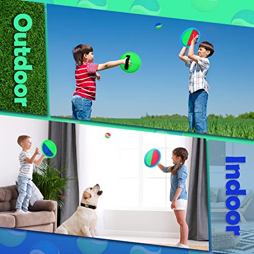 Charniol Kids Toys Toss and Catch Game Set Beach Game Outdoor Ball Sports Games Toss and Catch Ball Nylon Toys for Kids Adults(Blue Green, Pink Green,12 Paddles 6 Balls) - color: Blue Green, Pink Green