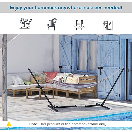 Outsunny Universal Hammock Stand 10-13ft Adjustable Steel Stand Space-Saving and Portable Carrying for Indoor and Outdoor Use, Black
