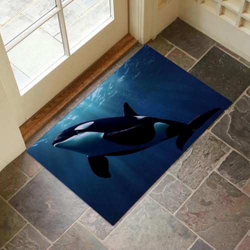 Orca Whale Indoor Door Mat for Entryway, 17x29.5 Inch, Underwater Scene Floor Doormat for Home Decor, Non-Slip Rug Mat for Living Room, Kitchen, Bedroom, Gifts for Ocean Lovers - color: Color14