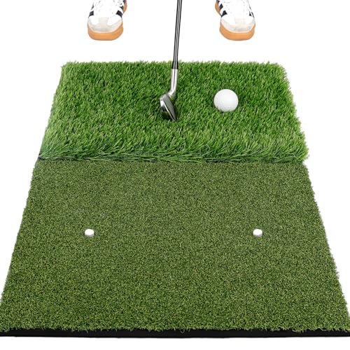 Premium Golf Hitting Mat, 10mm Foam Padding with Rubber Backing Golf Mat, Golf Practice Mat for Indoor and Outdoor Training - style: Large Dual-Turf Mat