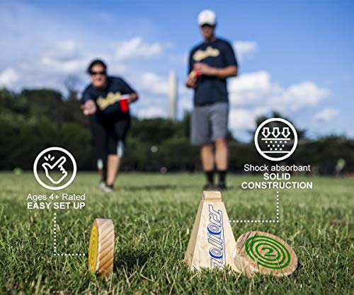 Rollors Backyard Set - Lawn Game for Summertime Fun, Reunions, Camping, Parties, BBQs, Picnics & Beach Days All Wood Outdoor Yard Game Combining Horseshoes, Bocce Ball & Bowling