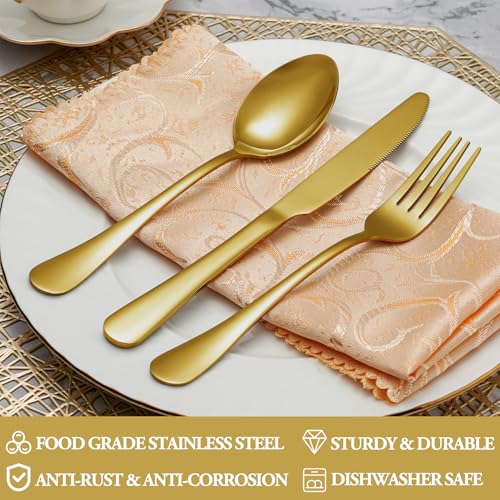 16 Piece Gold Dinner Forks Set, Food-Grade Stainless Steel Silverware Forks, Cutlery Fork, Metal Fork for Home, Kitchen or Restaurant, Mirror Polished, Dishwasher Safe - 8 Inch - size: 16pcs-gold