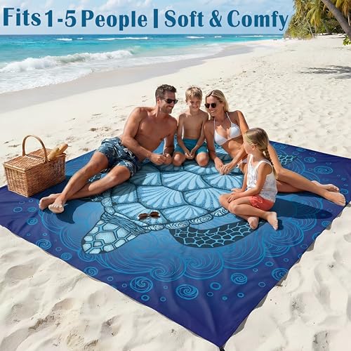 Famstar Beach Blanket Oversized Extra Large 78" X 81",Waterproof Sandproof Beach Blanket 1-7 Adults Lightweight Durable for Travel Camping Hiking Picnic - color: Turtle, size: 78" X 81"