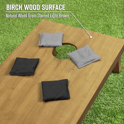 GoSports 4 ft x 2 ft Regulation Size Wooden Cornhole Boards Set with Light Brown Finish - Includes Carrying Case and Bean Bags - color: Black & Gray, size: 4 ft x 2 ft