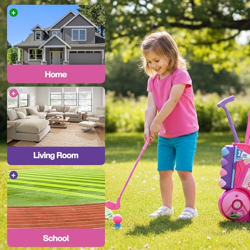 Toddler/Children Golf Set for Kids Ages 2,3,4,5 Years Old – Fun Indoor & Outdoor Golf Toy with Cart, 4 Clubs, 8 Balls & 2 Practice Holes – Sports Kit for Boys and Girls (Pink)