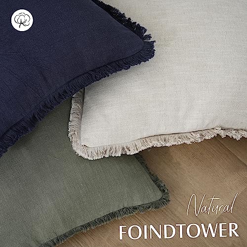 Foindtower Decorative Linen Fringe Lumbar Throw Pillow Covers Cozy Boho Farmhouse Cushion Cover with Tassel Soft Accent Pillowcase for Sofa Bed Living Room Home Decor, 12×20 Inch, 1PC, Natural Beige - color: Natural Beige, size: 20" x 12" (Pack of 1)