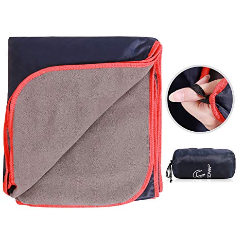 REDCAMP Large Waterproof Stadium Blanket for Outdoor Sports, Soft Warm Fleece Camping Blanket Windproof for Cold Weather, 79"x 59"Dark Blue - color: Dark Blue/Grey 79"x59"