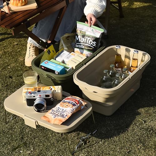 Collapsible Picnic Basket, Collapsible Picnic Basket with Handles (with Table Lid), Collapsible Garden Basket, Collapsible Harvest Basket for Camping, Beach, Hiking, and Outdoor Dining (Gray) - color: Gray