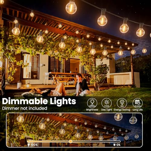 RTTY Outdoor String Lights 25 FT, Patio Light for outside with 13pcs G40 LED Plastic Bulbs, Shatterproof Waterproof Connectable Hanging Globe Lighting for Porch Cafe Bistro Backyard Balcony Deck Party - size: 25FT
