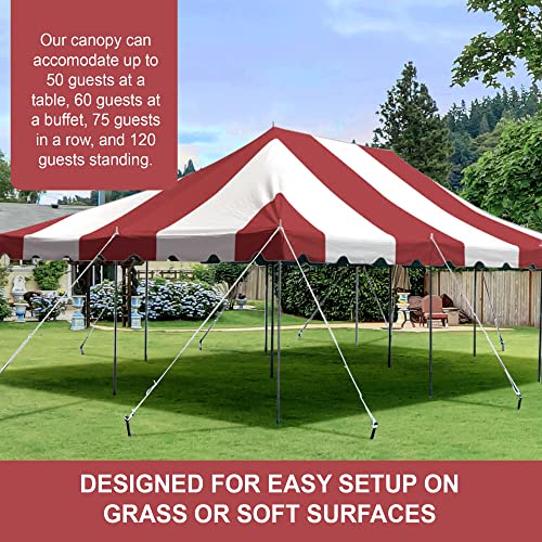 Party Tents Direct 20'x 30' Weekender Canopy Pole Tent with Sidewalls - Easy Up Canopy Tent with 120 Person Capacity - Outdoor Canopies for Parties, Weddings, and Events (Red/White) - color: Red, size: 20' x 30'