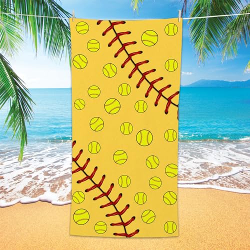 Bonsai Tree Softball Beach Towel, Yellow Microfiber Bath Towel for Women, Sand Free Quick Dry Travel Towels Softball for Women Yoga Sports Adults 30" X 60" - color: Softball, size: 30"x60"