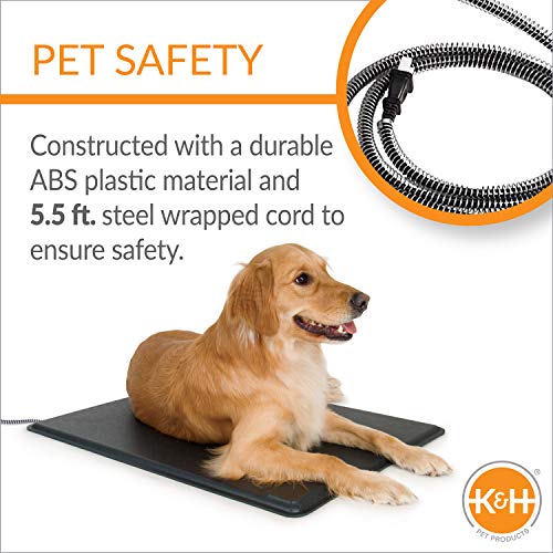 K&H Pet Products Original Lectro-Kennel Outdoor Heated Dog Pad with Free Cover Black Large 28.5 X 22.5 Inches - size: Large (22.5 x 28.5 in), style: Retail Box
