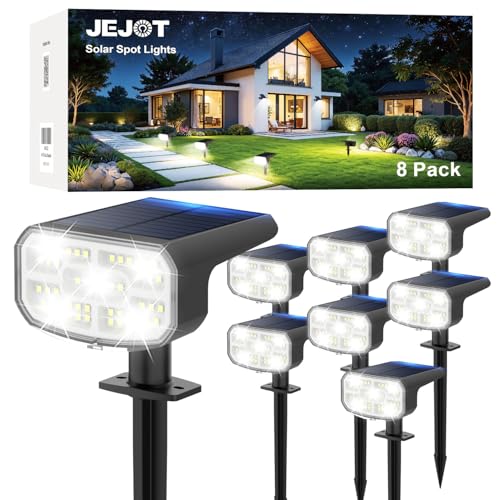 Solar Lights Outdoor Waterproof IP65, Super Bright LED,Cool Light 2 Lighting Modes Selectable, Solar Powered Yard Garden Solar Spot Lights for Outside Landscape Auto On/Off -8 Pack - color: Cool-6000K, size: 8 Pack