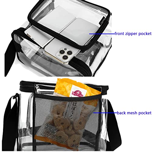 FlowFly Insulated Reusable Lunch Bag Adult Large Lunch Box for Women and Men with Adjustable Shoulder Strap,Front Zipper Pocket and Dual Large Mesh Side Pockets, Clear - color: Clear