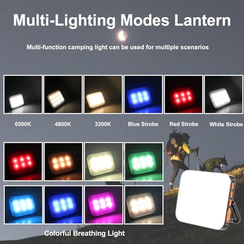 Tent Lights for Camping, Rechargeable Camping Lights for Tent, Camping Tent Light RGB Lights with 8 Light Modes IP65 Waterproof Magnetic Function for Outdoor Emergency Fishing Tent(Black) - style: LY01 Black