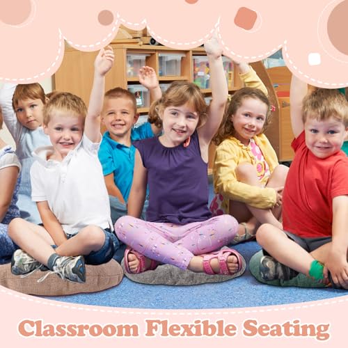Fumete 8 Pcs 16 Inch Round Floor Cushions for Kids and Toddlers, Flexible Seating Classroom Furniture Floor Pillow for Home, Daycare, Preschool, Yoga and Meditation (Neutral) - color: Neutral