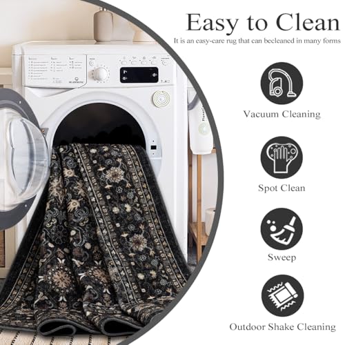 Ruaruarug Area Rug Non Slip Machine Washable Ultra Soft Living Room/Bedroom/Kitchen/Outdoor/Classroom, Black Grey, 10'×14' - color: Dark Grey, size: 10' x 14' (Rectangular)