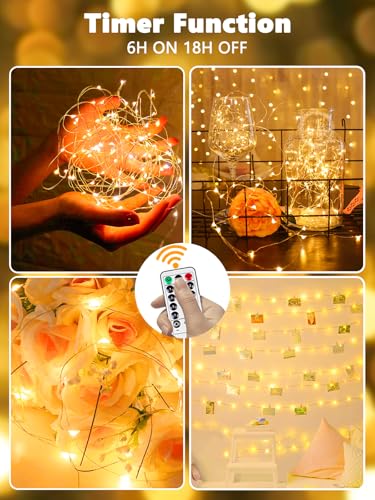 3-Pack 78FT 240 LED Fairy Lights Battery Operated with Timer & Remote, Waterproof Twinkle Lights Indoor Outdoor 8 Modes for Bedroom Centerpiece Wedding DIY Party Christmas Classroom Dorm Decoration - color: Warm White, size: 3 Pack 80led