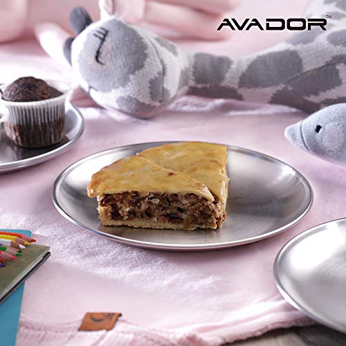Avador® 18/8 Stainless Steel Products for Dining | Camping | Outdoor BPA Free Dishwasher Safe (Set of 4 Round Plates) - color: Set of 4 Round Plates