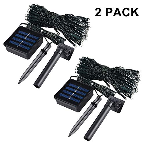 2 Pack 200 LED Solar String Lights, 85.2ft 8 Modes Solar String Lights for Outside, Waterproof and Solar Powered Outdoor String Lights for Holiday Christmas Yard Garden Tree Wedding Party (Cold White) - color: White