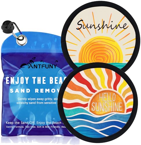 Antfuny 2 Pack Sand Remover Cleaner Eraser for Family Women Vacation Trip Hawaii Honeymoon Gift Costa Rica Must Haves Resort Rio de Janeiro Bahamas Punta Cana Essential Waikiki Spring Trip - color: 2pcs Sunrise Waves