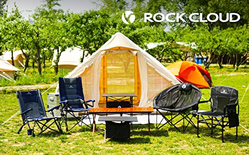 ROCK CLOUD Folding Camping Table Aluminum Portable Roll-Up Picnic Table 4-6 Person for BBQ Backyard Patio Party, 48x24 in, Wood Grain