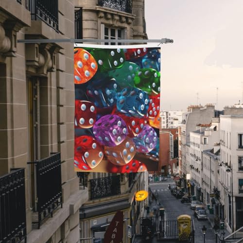 Games Dice Set Flag 4 X 6 Ft Double Sided Vertical Garden Flag Seasonal Holiday Banner With Brass Grommets Photo Backdrop Yard Flag For Outdoor Indoor Home Decor