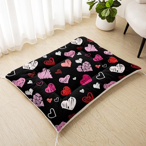 Nttopship Dog Cat Bed Mat Ultra Soft Fluffy Pet Bed Washable Fashion Dog Crate Beds Comfy Comfy Pet Sleeping Pad Suitable for Pet Raised Bed(30"x26",Heart) - color: Heart, size: Medium