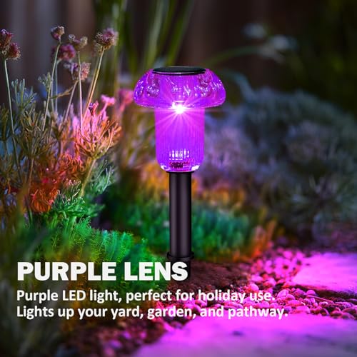 Easter Solar Pathway Lights Outdoor Decorative 4 Pack, Purple LED Mushroom Solar Lights Outdoor Waterproof Solar Powered Decor for Yard Driveway Patio, Valentines Day Halloween Christmas Garden Decor - color: 4-Pack Pink-Purple