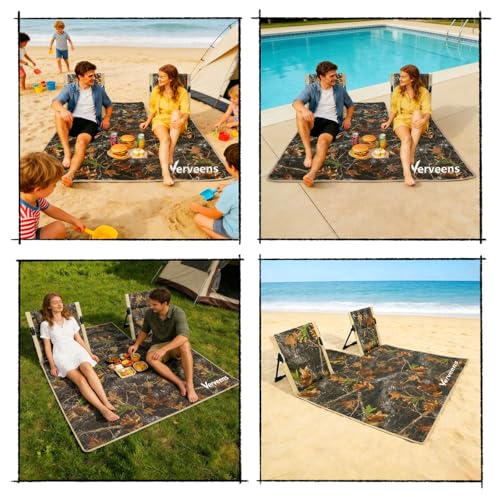 2-Person Portable Beach Lounge Chair with Carry Bag - Lightweight Outdoor Picnic Mat with Back Support for Beach Picnic Concerts Camping & Park (Camouflage Pattern) - color: Camouflage Pattern