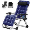 DoCred Zero Gravity Chair, Lawn Recliner, Reclining Patio Lounger Chair, Folding Portable Chaise with Detachable Soft Cushion, Cup Holder, Headrest - color: Blue, style: Zero Gravity Chair
