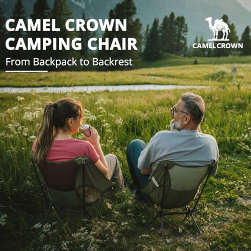 CAMEL CROWN Camping Chair Heavy Duty Backpacking Chair - Ultra-Light Folding Chair with Carry Bag, Portable Compact for Outdoor, Lawn, Hiking, Beach, Picnic - color: Army Green, size: 1 Pack
