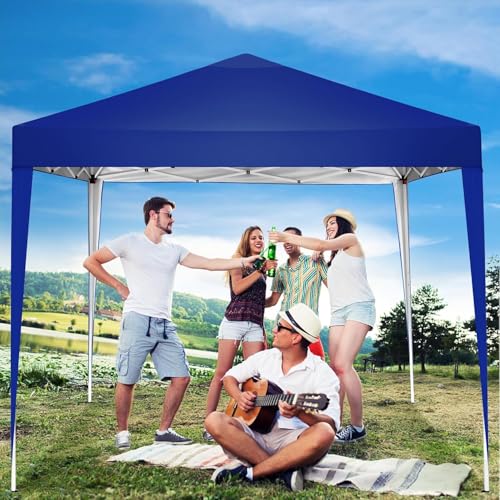 COBIZI Canopy 10x10 Pop Up Canopy Tent Party Tents for Parties Weddings Backyard Waterproof Canopy Outdoor Commercial Canopy Event Tent with Stakes, Ropes, Sandbags, Deep Blue - color: DEEP BLUE, size: 10x10FT without sidewall