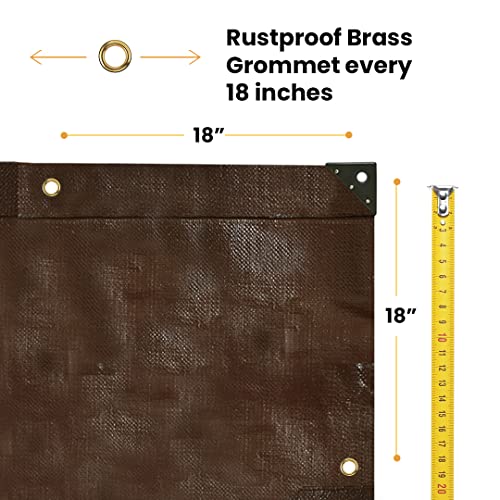 WHITEDUCK 8' x 10' Super Heavy Duty Poly Tarp Thick 16 Mil, Waterproof 100% UV Resistant Rip/Tear Proof Tarp w/Rustproof Grommets & Reinforced Edges (Finished Size: 7'6"x9'6") - color: Brown- 16 Mil, size: 8' x 10'