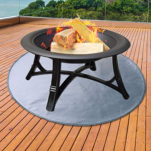 Fire Pit Mat, Round Grill Mat for Ground, Patio, Deck, Lawn, Outdoor or Campsite Protection Ember Mat Pad Silver (24‘’x24‘’) - size: 24‘’x24‘’