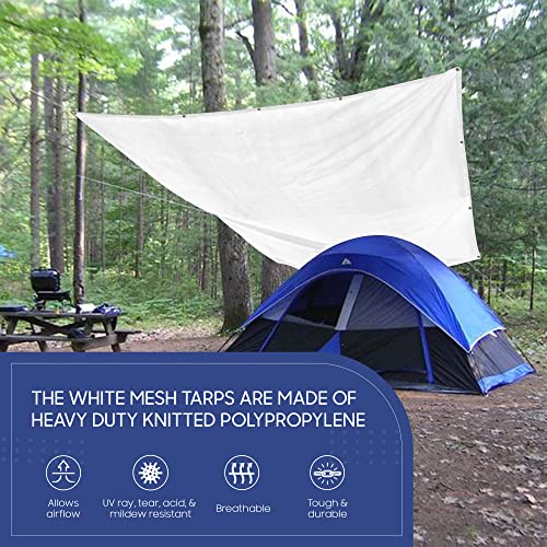 Tarps Now 6' x 8' White Heavy Duty Mesh Tarp with Brass Grommets - UV Resistant Reflective White 75% Sun Shade, Backyard, Patios, Breezeways, Gazebos, Kennels, or Mesh for Flatbeds, Trucks or Trailers - size: 6' X 8'