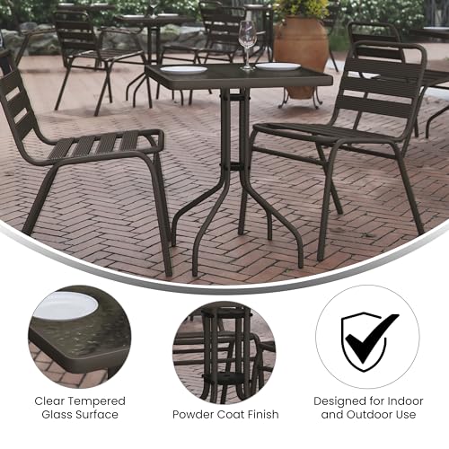 Flash Furniture Barker 23.5'' Square Indoor/Outdoor Tempered Glass Metal Frame Side Table, Bronze - color: Clear Top/Bronze Frame, size: 23.5" Square