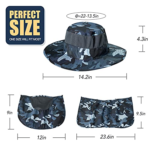 Fishing Hat,Sun Cap with UPF 50+ Sun Protection and Neck Flap,for Man and Women - color: Camouflage Khaki