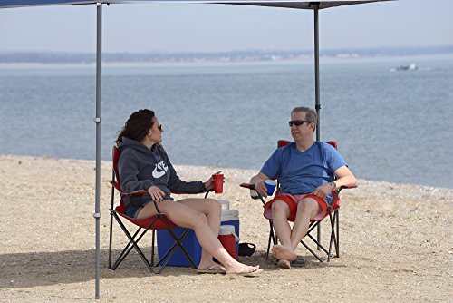 Quik Shade Chair Portable Folding Chair with Arm Rest Cup Holder and Carrying and Storage Bag, Red (146115) - color: Red