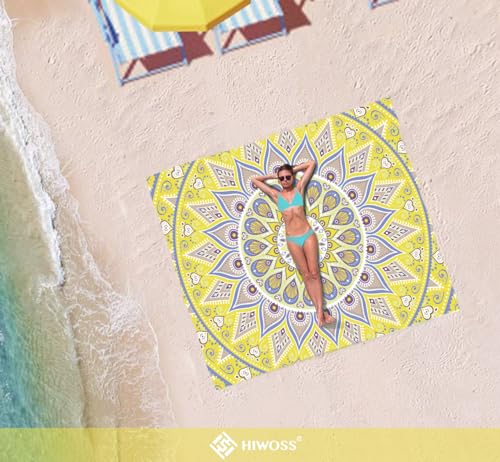 Beach Blanket Waterproof Sandproof Oversized 95”x 80”,Sand Free Beach Mat with Corner Pockets,Portable Mesh Bag for Beach Festival,Picnic,Travel and Outdoor Camping (Yellowtan) - color: Yellowtan