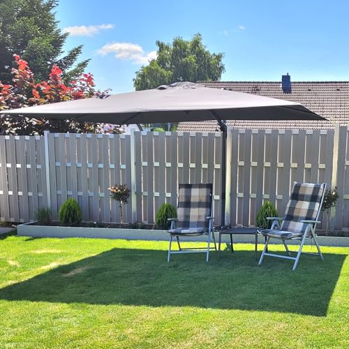 PURPLE LEAF 9' X 12' Left-right Tilt Patio Umbrella Outdoor Cantilever Swivel Rectangle Umbrella with Tilt Aluminum Offset Umbrella with 360-degree Rotation for Garden Deck Pool Patio Light Grey - color: Light Grey, size: 9' X 12', style: Left-right Tilt