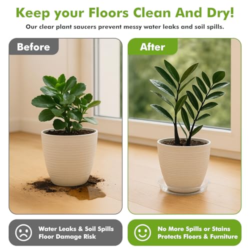 30 Packs 18" Extra-Large Clear Plant Saucers for Indoor Outdoor Use Heavy Duty Plastic Plant Trays for Planter Bulk Flower Pot Drip Trays to Catch Water, 4 to 20 Inch - size: 18 inches