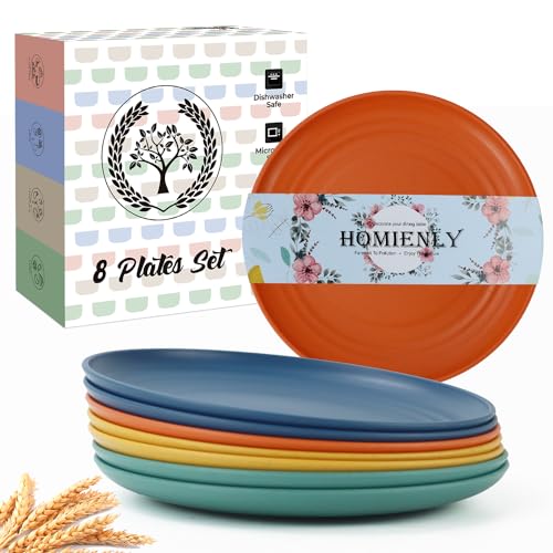 Homienly 5.7 Inch Small Plates-Wheat Straw Mini Plate, Unbreakable Plate Set Ideal for Dessert, Appetizers, Small Serving, Side Dish, Lightweight Dessert Dishes Plates, Set of 8, Colorful - color: Classic Bright, size: 5.7 inch