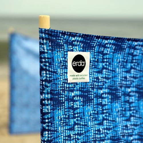 erda Tide Dye Pro Beach Recycled Polyester Rip-Stop 20 ft Lightweight Windscreen, Privacy Screen, Wind Blocker, Free Matching Shoulder Bag (NEW Mahogany Wood Poles)