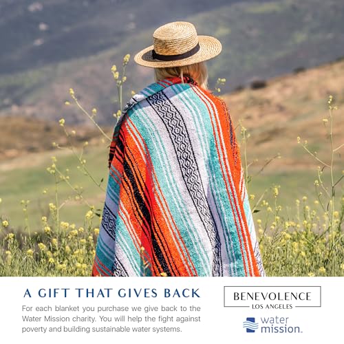 Benevolence LA Authentic Handwoven Mexican Blanket | Yoga Blankets, Outdoor, Picnic, Beach, Camping | Equestrian Saddle | Serape 50x70 inches - Bright Mandarin, Pack of 1 - color: Bright Mandarin