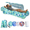 Inflatable Couch,Air Sofa with Sun-Shade Design,Built-in Storage,Ripstop Polyester&Stability Pegs,Portable Air Lounger for Beach,Camping,Easy to Carry,2 Inflation Ways(Included Pump)Leaf Green - color: Leaf Green