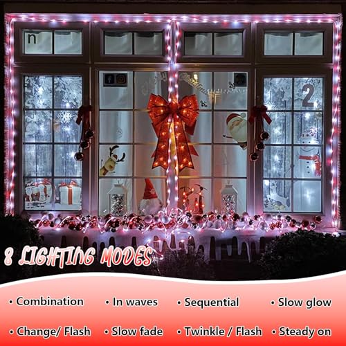 YEGUO Solar Rope Lights Outdoor Waterproof, 66ft 200 LED Candy Cane String Lights, 8 Modes Fairy Lights in Clear Thin Tube - color: Candy